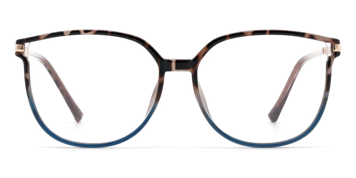 Brown Tortoiseshell Blue Harmony - Rectangle Glasses