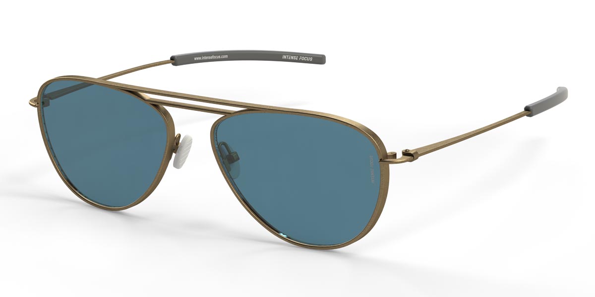 Gold Blue Straight Line 4 X - Aviator Sunglasses