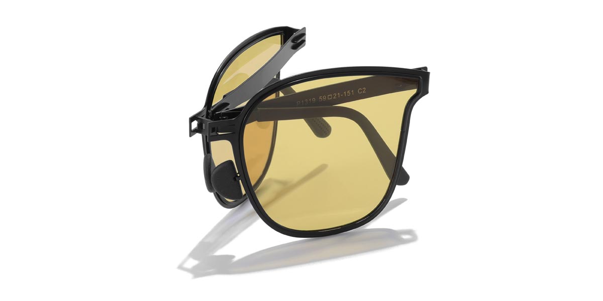 Black Yellow Xenia - Square Sunglasses