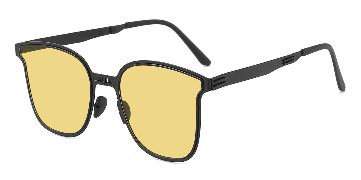 Black Yellow Xenia - Square Sunglasses