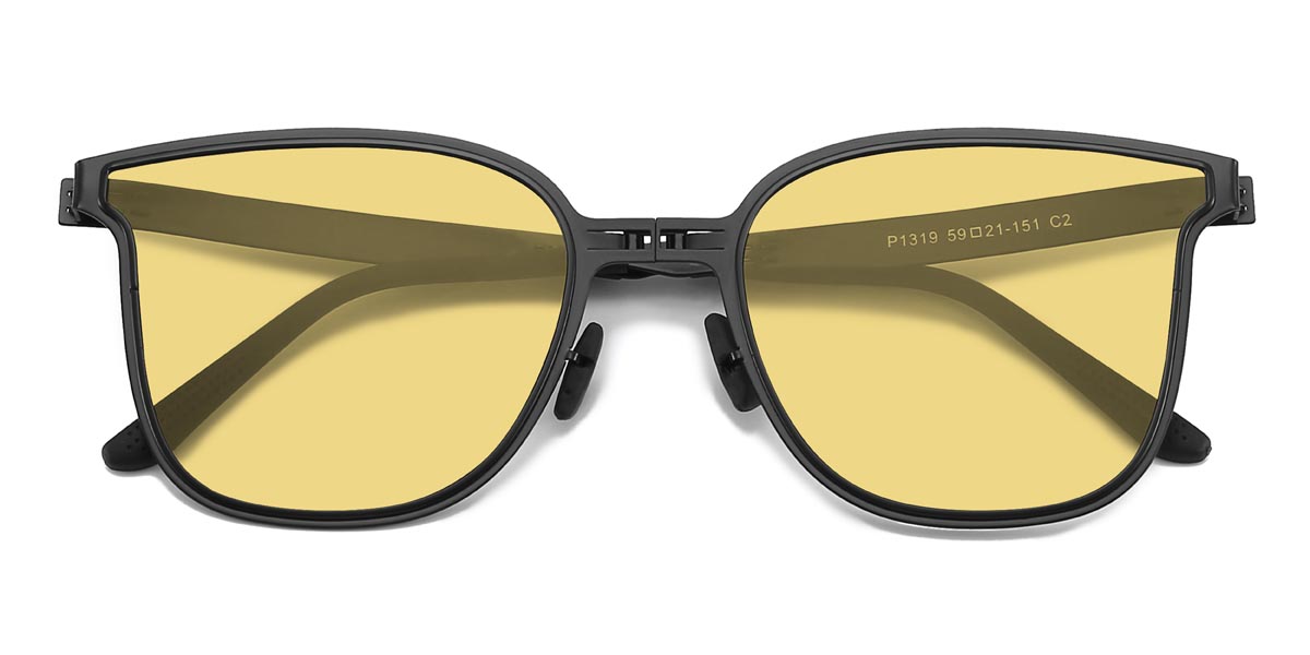 Black Yellow Xenia - Square Sunglasses