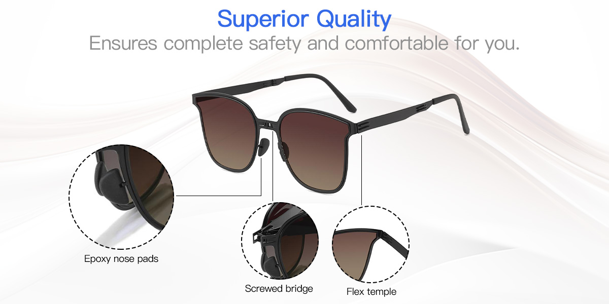 Black Brown Xenia - Square Sunglasses