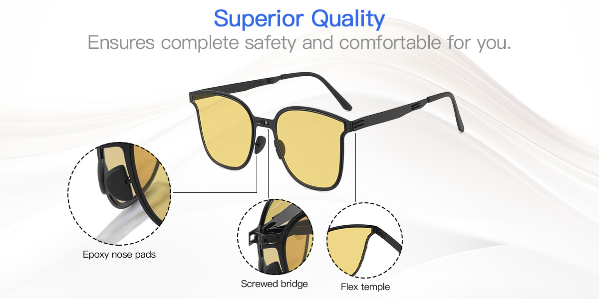 Black Yellow Xenia - Square Sunglasses