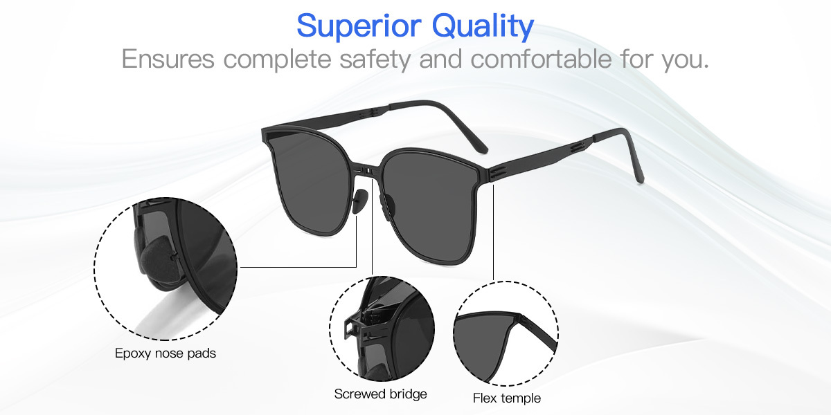 Xenia - Square Black Sunglasses for Men & Women