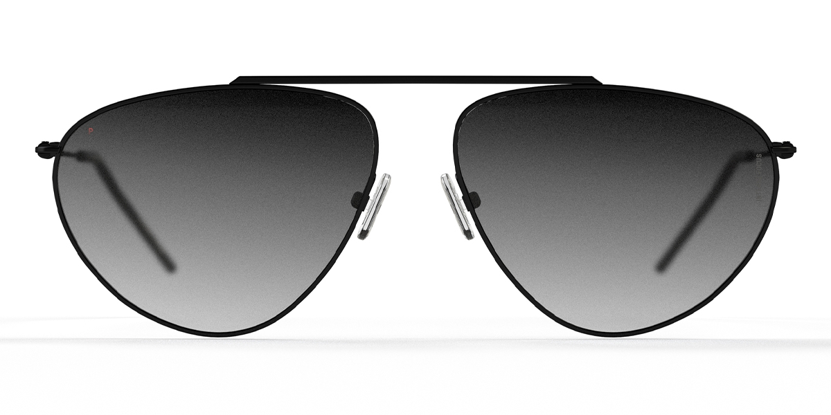 Black Gradual Grey Light Rim 14 X - Aviator Sunglasses