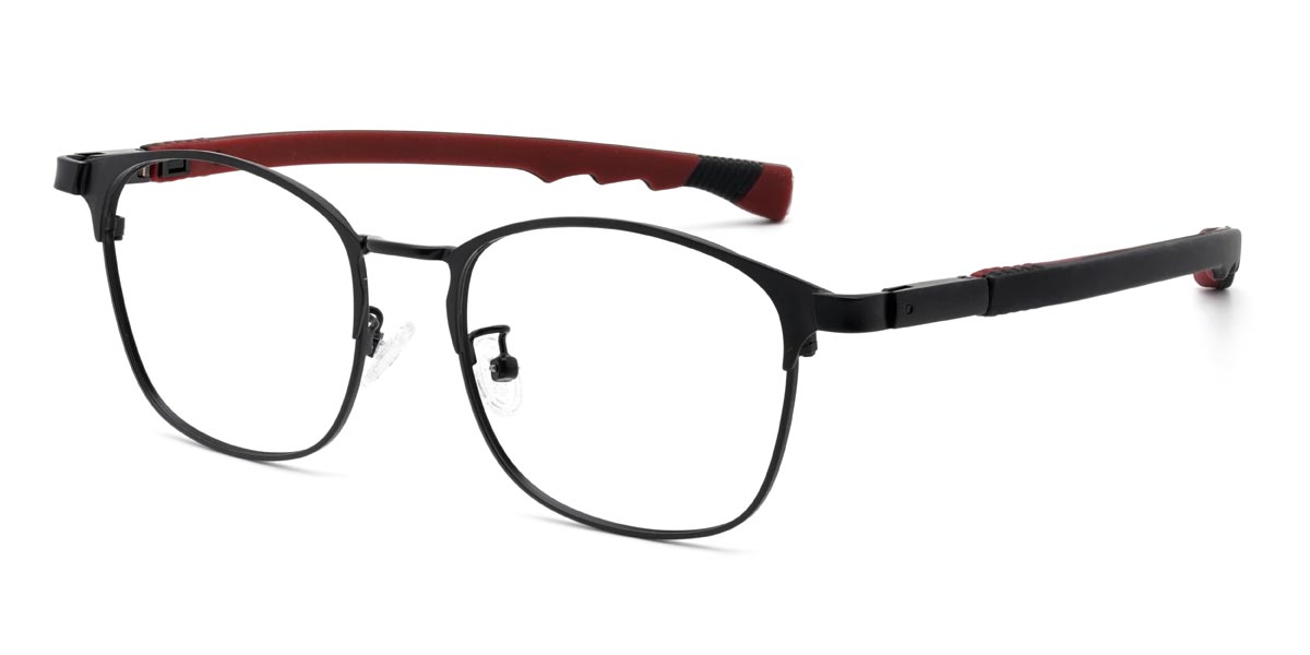 Black Red Michell - Rectangle Glasses