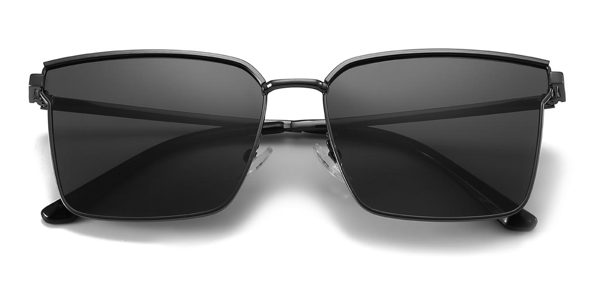 Black Grey Roderick - Rectangle Sunglasses