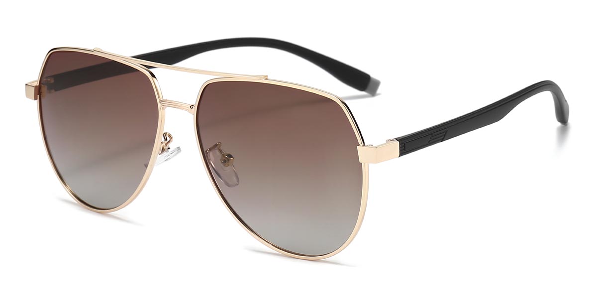 Gold Gradual Brown Mortimer - Aviator Sunglasses