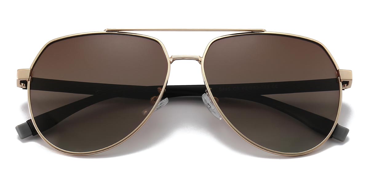 Gold Gradual Brown Mortimer Glasses - Aviator Sunglasses