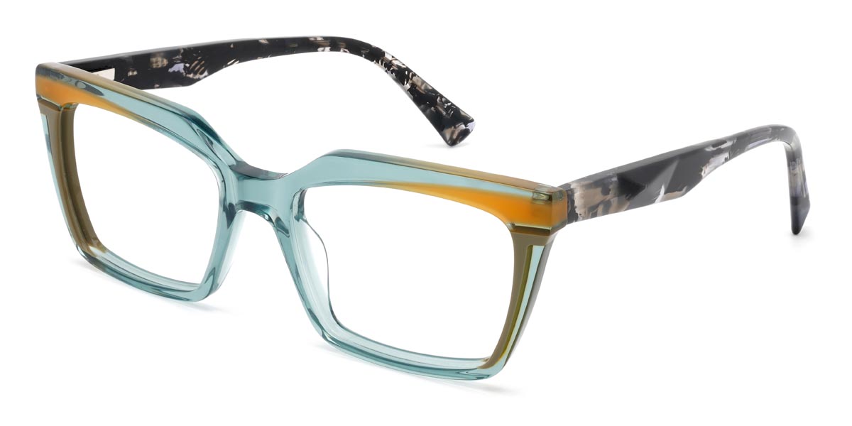 Teal Clarence - Rectangle Glasses