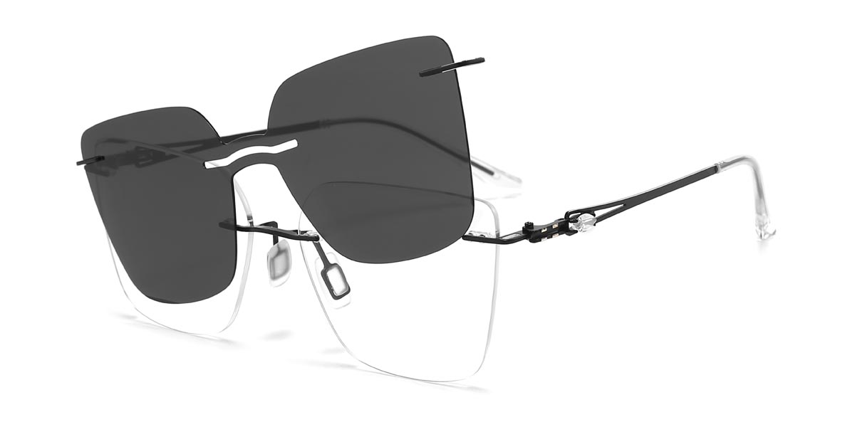 Black Christine - Cat Eye Clip-On Sunglasses