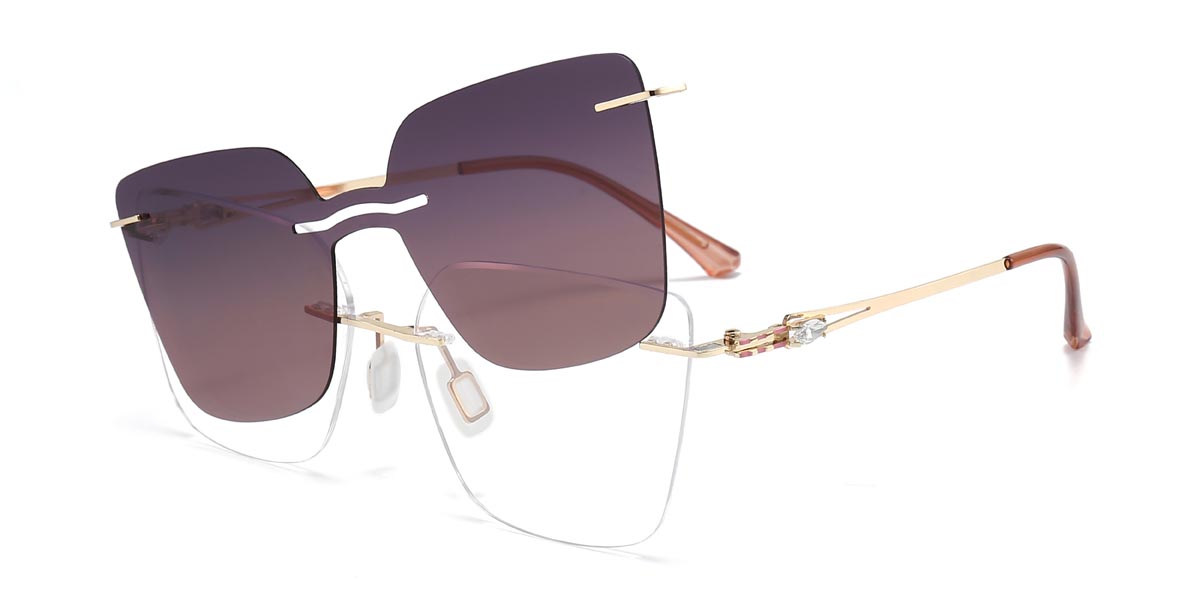 Rose Gold Christine - Cat Eye Clip-On Sunglasses