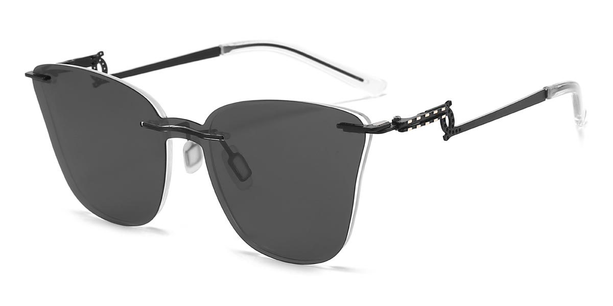 Black Wilmoth - Cat Eye Clip-On Sunglasses