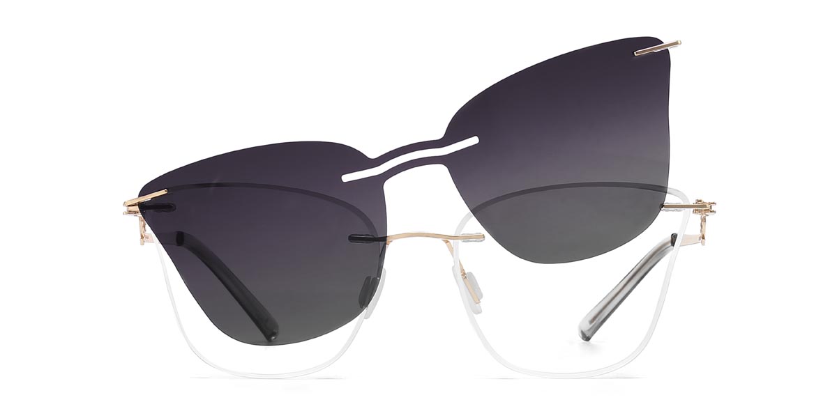 Gold Wilmoth - Cat Eye Clip-On Sunglasses
