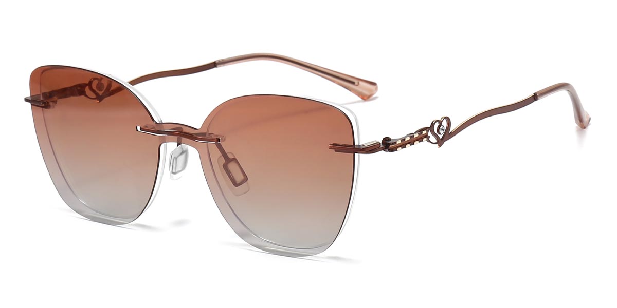 Marrón Liz Gafas - Cat Eye Clip-On Sunglasses