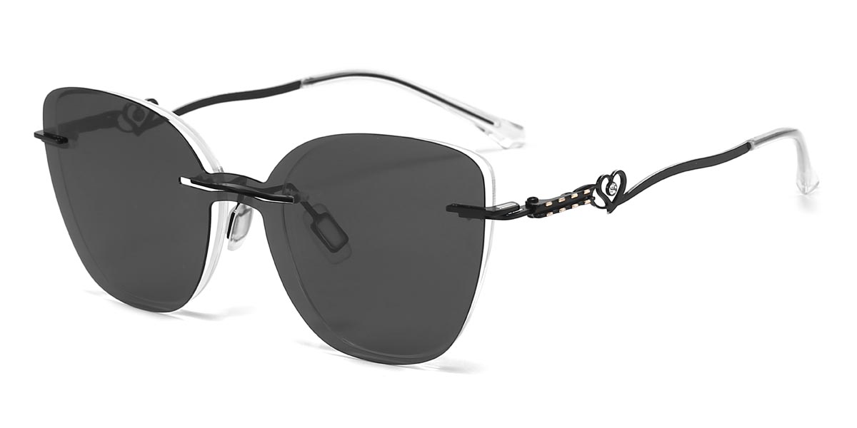 Schwarz Liz - Cat Eye Clip-On Sunglasses