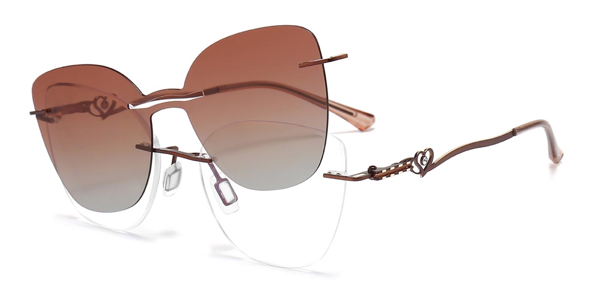 Brown Liz - Cat Eye Clip-On Sunglasses