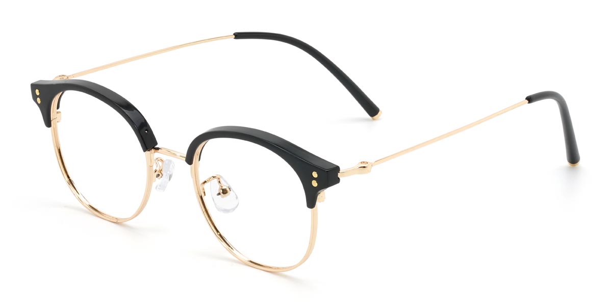 Gold Black Colbert - Oval Glasses