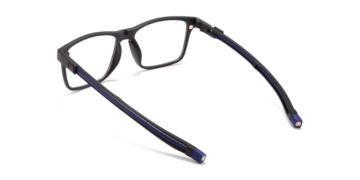 Black Blue Moses - Rectangle Clip-On Sunglasses