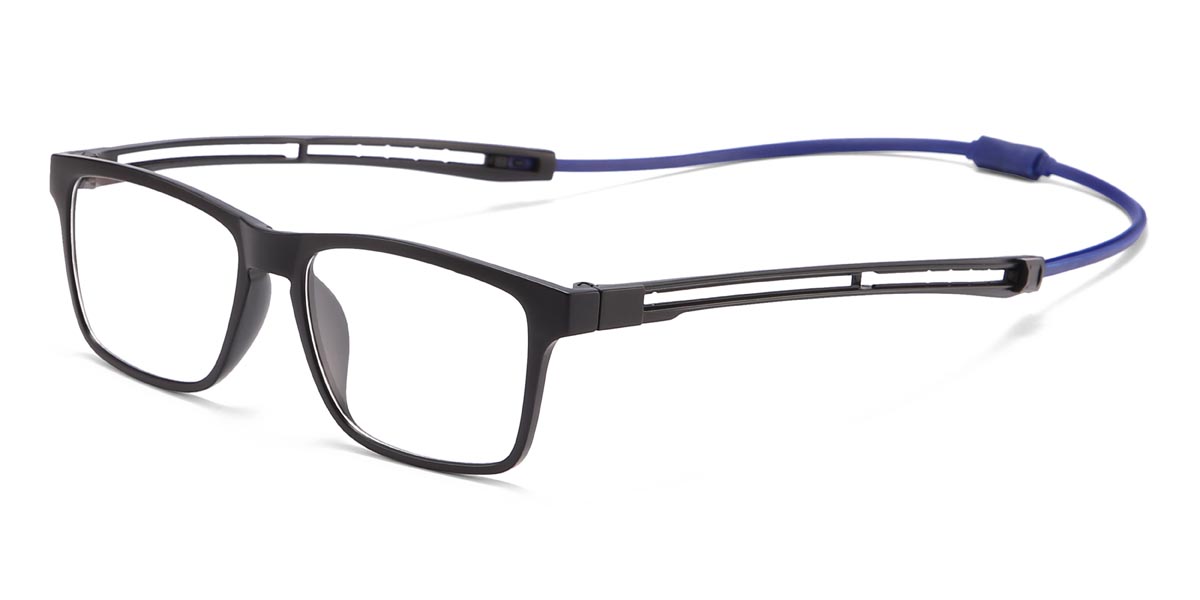 Black Blue Moses - Rectangle Clip-On Sunglasses