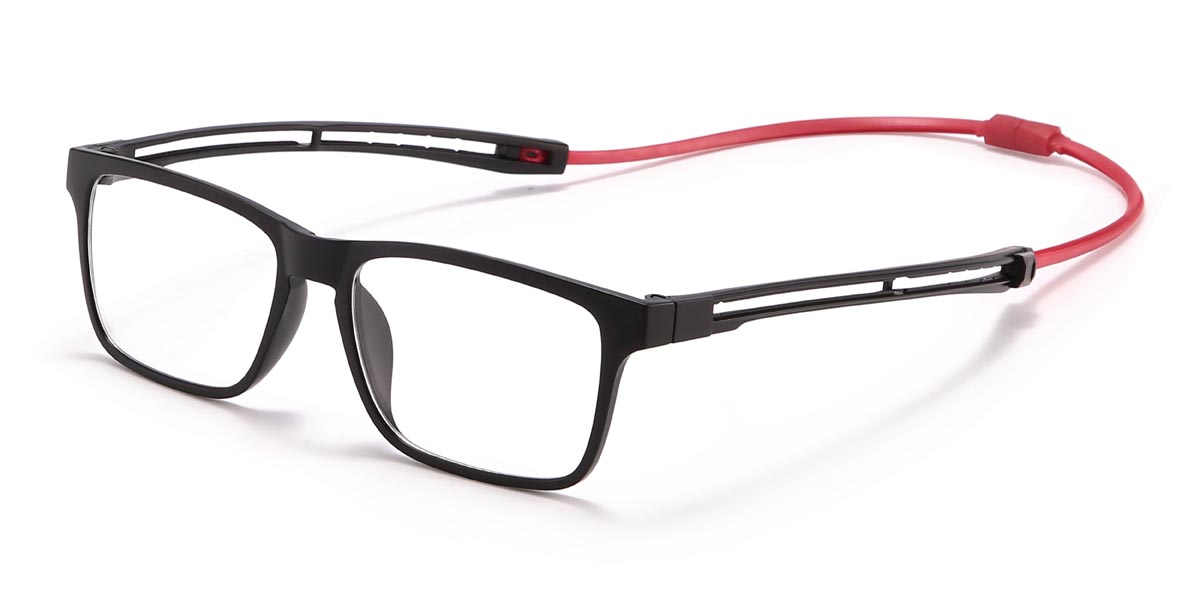 Black Red Moses - Rectangle Clip-On Sunglasses