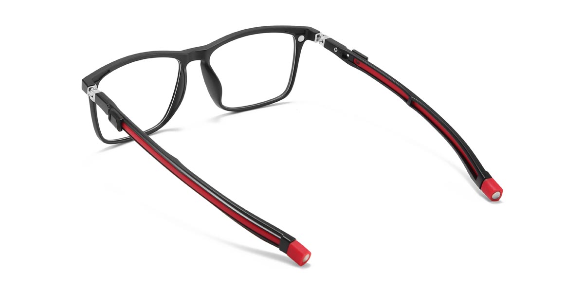 Black Red Kerwin - Rectangle Clip-On Sunglasses