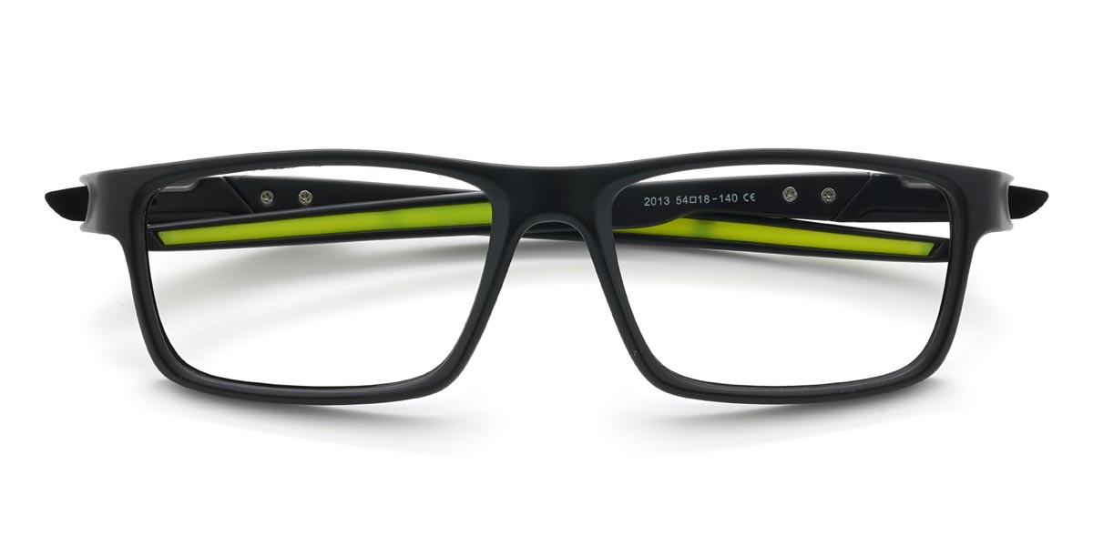 Black Green Abelard - Rectangle Glasses