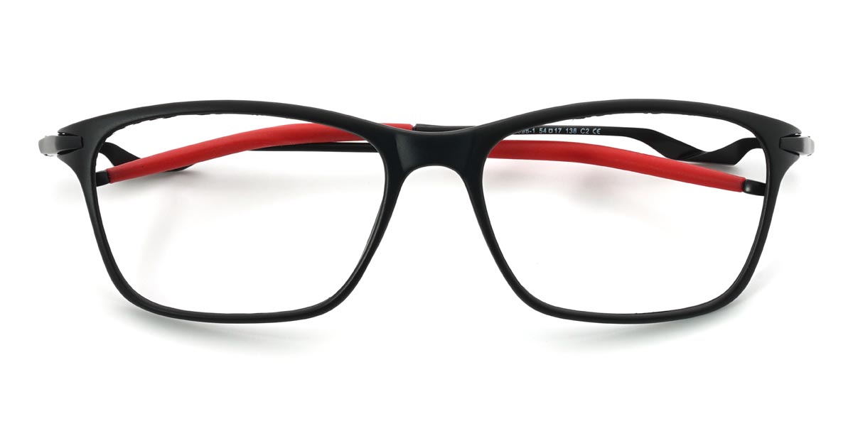 Black Red Eilian - Rectangle Glasses