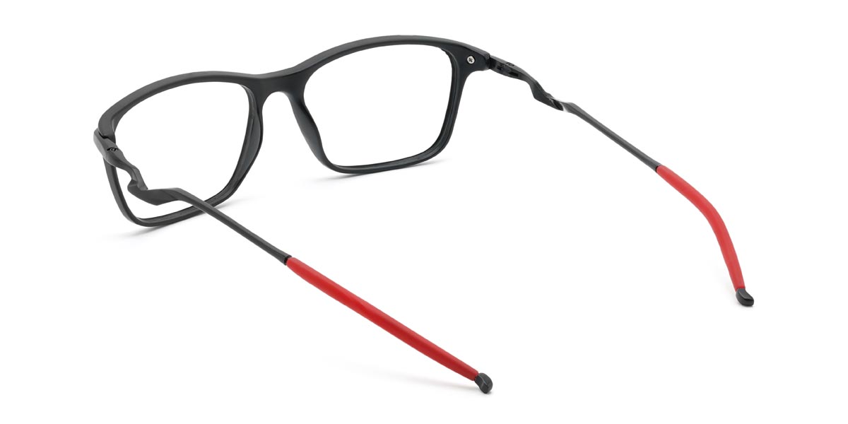 Black Red Eilian - Rectangle Glasses