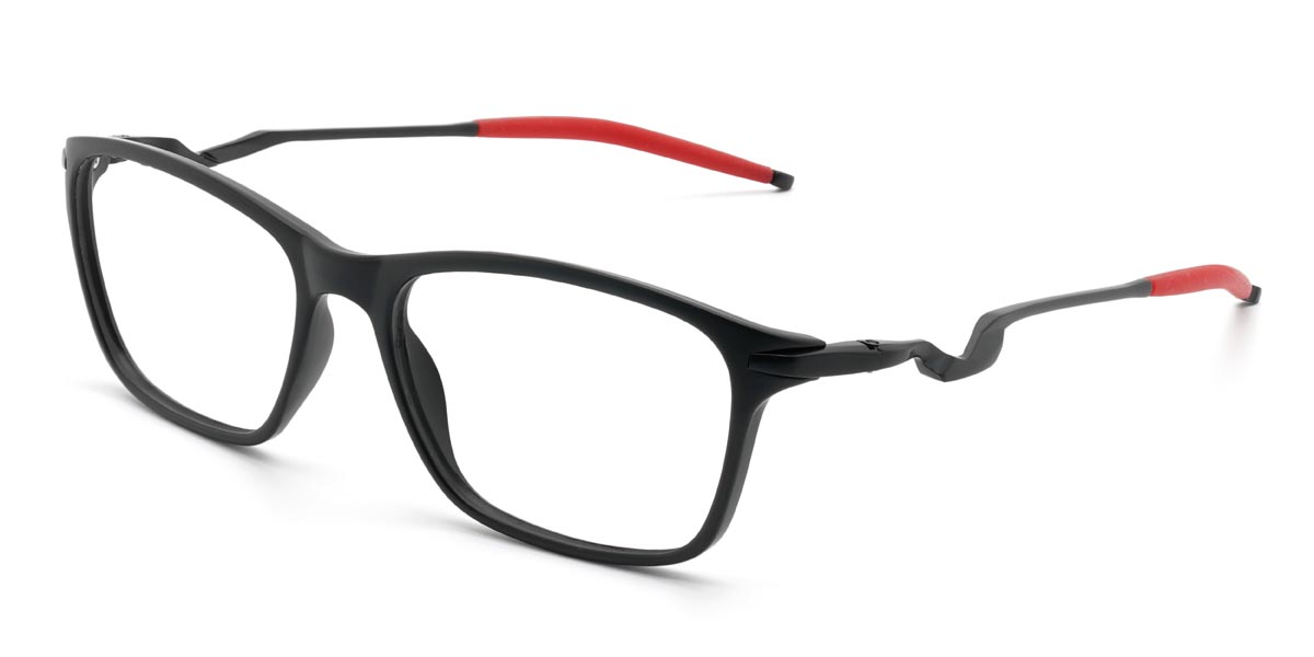 Black Red Eilian - Rectangle Glasses