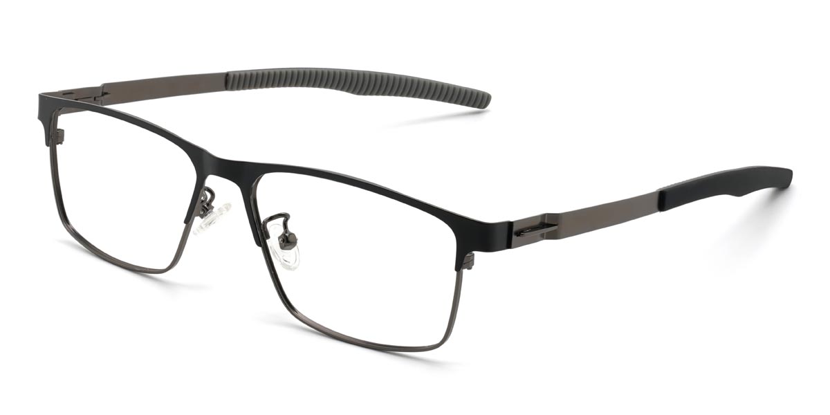 Schwarz Grau Bill - Rectangle Glasses