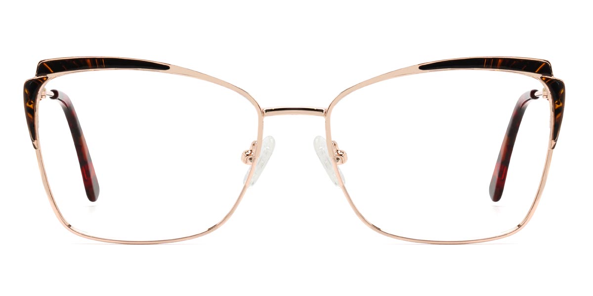 Rose Gold Tortoiseshell Aidan - Rectangle Glasses