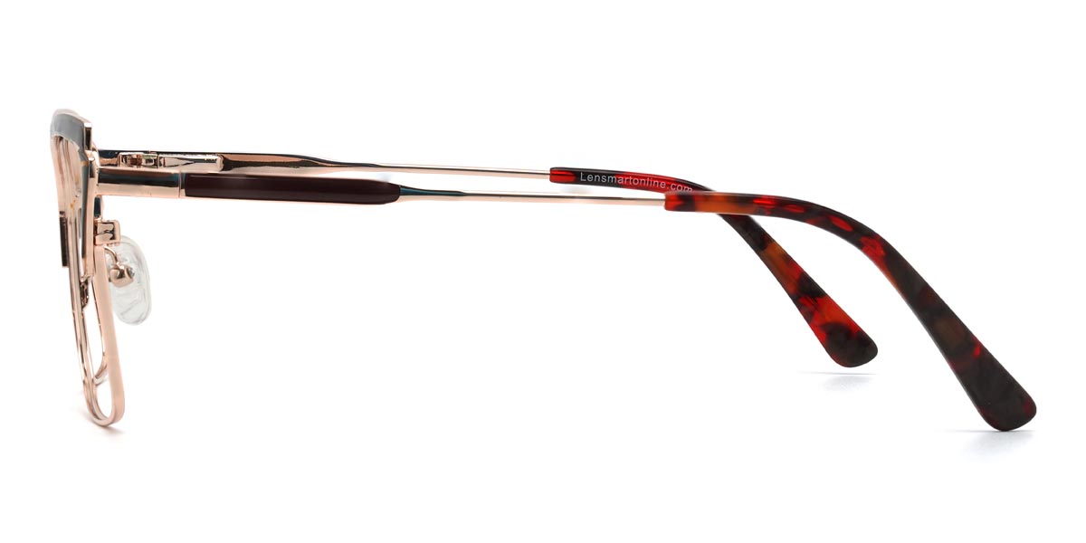 Rose Gold Tortoiseshell Aidan - Rectangle Glasses