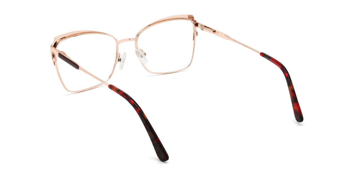 Rose Gold Tortoiseshell Aidan Glasses - Rectangle Glasses