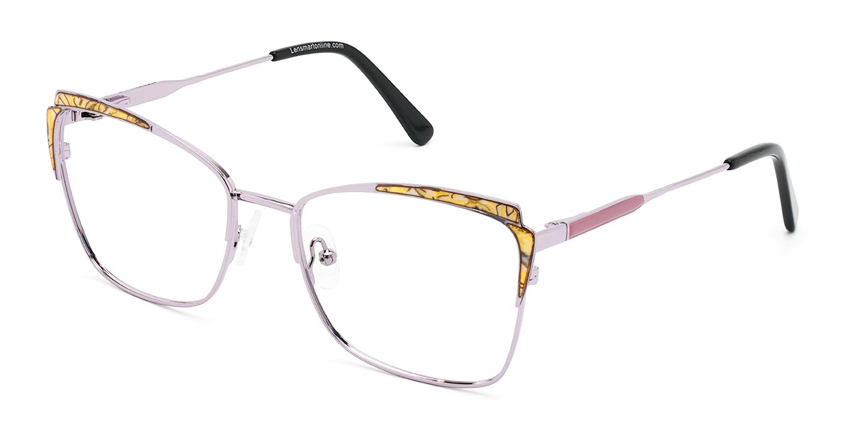 Purple Yellow Tortoiseshell Aidan - Rectangle Glasses