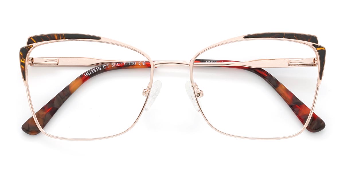 Rose Gold Schildpatt Aidan - Rectangle Glasses