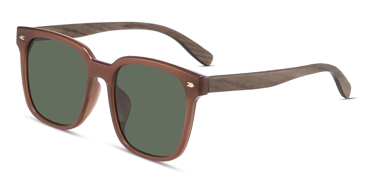 Marron Gris Stephanie Lunettes - Square Sunglasses