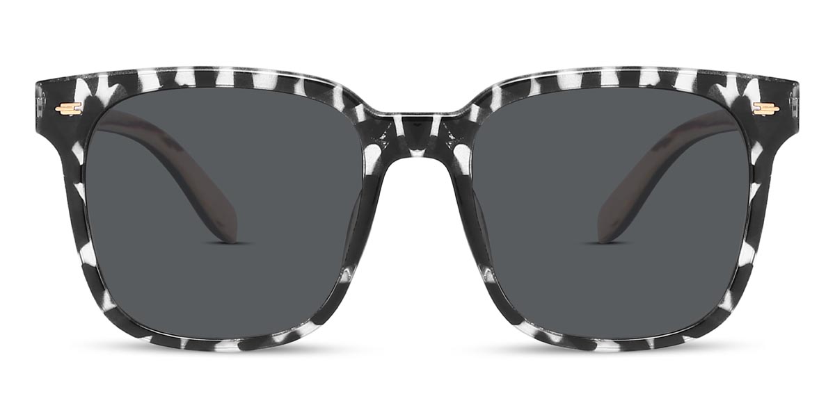 Black Tortoiseshell Grey Stephanie - Square Sunglasses