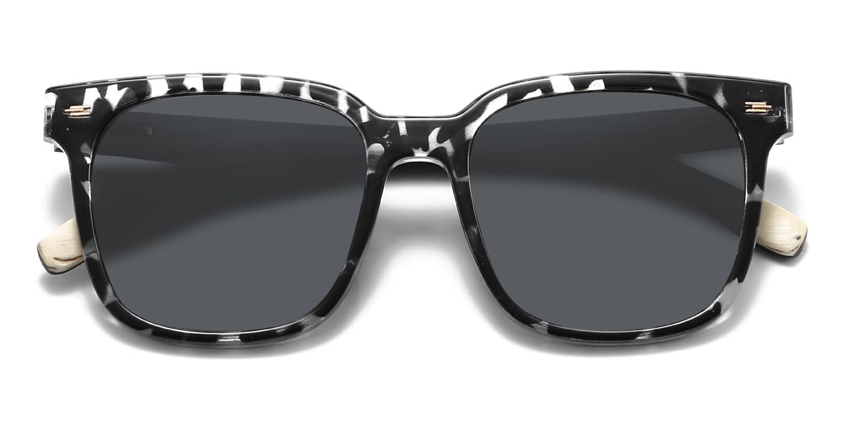 Black Tortoiseshell Grey Stephanie - Square Sunglasses