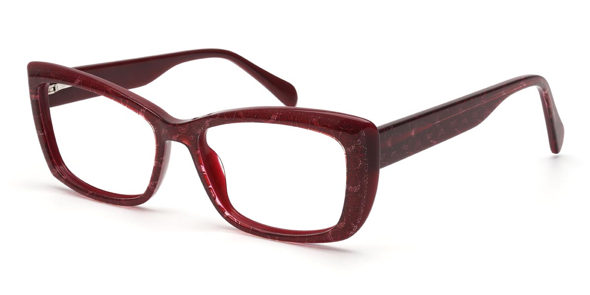 Shiny Red Carlos - Rectangle Glasses