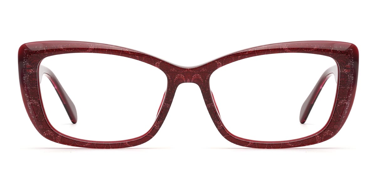 Shiny Red Carlos - Rectangle Glasses