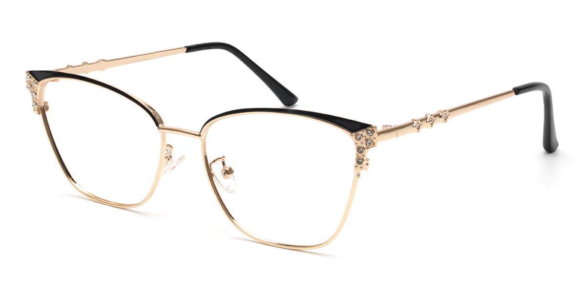 Gold Black Oprah - Rectangle Glasses