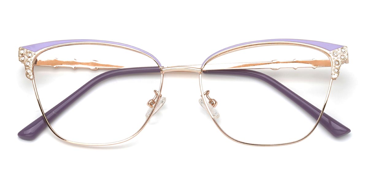 Gold Purple Oprah - Rectangle Glasses