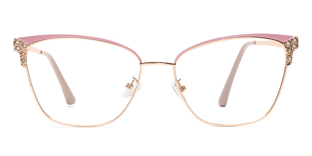 Gold Pink Oprah - Rectangle Glasses