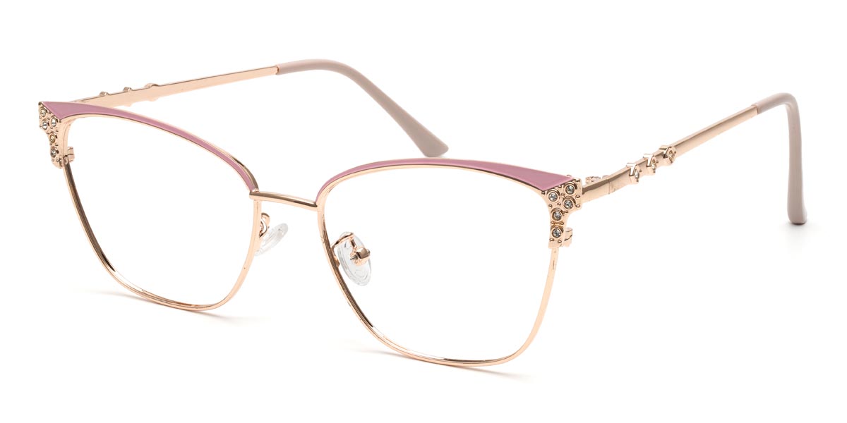 Gold Pink Oprah - Rectangle Glasses