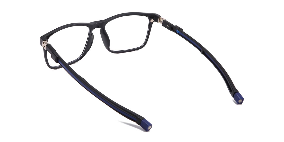 Black Blue Bobby - Rectangle Clip-On Sunglasses