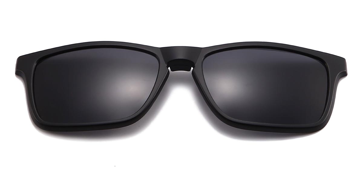 Black Red Bobby - Rectangle Clip-On Sunglasses