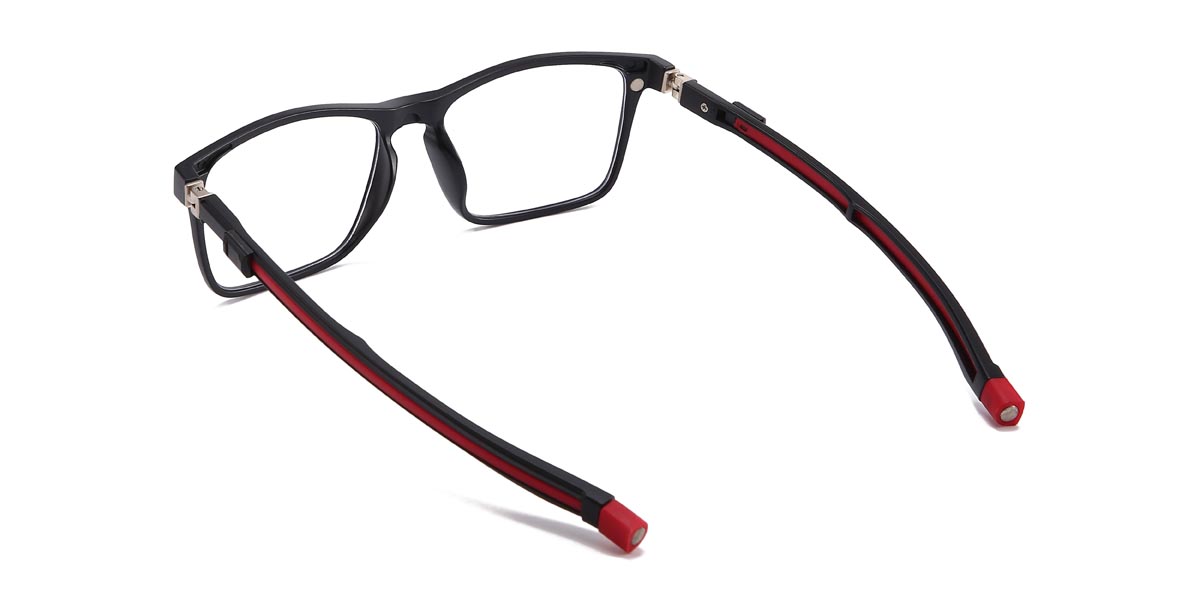 Black Red Bobby - Rectangle Clip-On Sunglasses