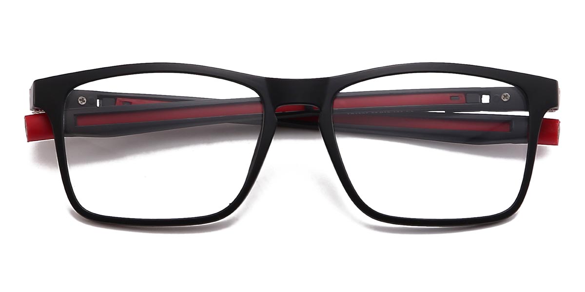 Black Red Bobby - Rectangle Clip-On Sunglasses