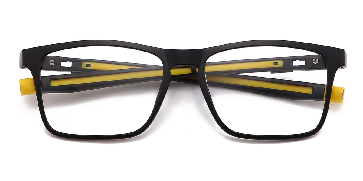 Black Yellow Bobby - Rectangle Clip-On Sunglasses